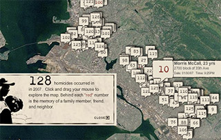 An interactive map was implemented for each victim.
